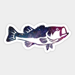 Largemouth Bass in Space and Stars Sticker